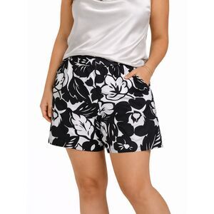 Kate Spade Black White Floral Tailored Shorts XXL